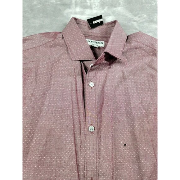 NEW Express Extra Slim polka dot Button Up Long Sleeve Mens Medium - Picture 1 of 7